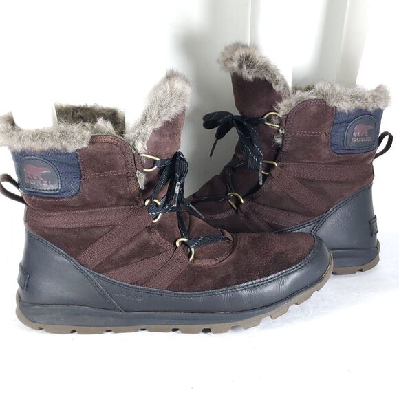 Sorel Women's TIVOLI US 9 Cattail Brown Lined Faux Fur Lace Up Snow Boots - Picture 10 of 16